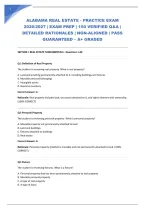 Alabama Real Estate - Practice Exam 2026&sol;2027 &vert; Exam Prep &vert; 150 Verified Q&A &vert; Detailed Rationales &vert; Ngn-Aligned &vert; Pass Guaranteed &ndash; A&plus; Graded