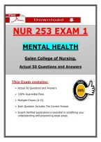 NUR 253 Exam 1 &ndash; Mental Health Galen &lpar;Latest 2026&sol;2027&rpar; Actual Questions & Answers &lpar;A&plus; Graded&rpar; &vert; Updated PDF