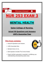 NUR 253 Exam 3 &ndash; Mental Health Galen &lpar;Latest 2026&sol;2027&rpar; Actual Questions & Answers &lpar;A&plus; Graded&rpar; &vert; Updated PDF