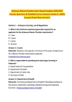 Arkansas Master Plumber Exam Newest Update 2026&sol;2027 &NewLine;Version Questions & Detailed Correct Answers Grade A&plus; &lpar;100&percnt; &NewLine;Success&rpar; Brand New Version&excl;&excl;