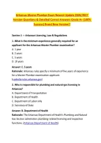 Arkansas Master Plumber Exam Newest Update 2026&sol;2027 &NewLine;Version Questions & Detailed Correct Answers Grade A&plus; &lpar;100&percnt; &NewLine;Success&rpar; Brand New Version&excl;&excl;