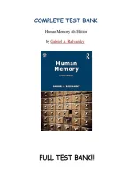 COMPLETE TEST BANK &NewLine;Human Memory 4th Edition &NewLine;by Gabriel A&period; Radvansky
