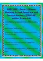 NSG 3280 - Exam 3 &lpar;Neuro&rpar;&NewLine;Updated Actual Questions and&NewLine;Correct Answers 2026&sol;2027&NewLine;edition Graded A&plus;&NewLine;What happens to nerve tissue during ischemia&quest; -Nerve tissue&NewLine;struggles with anaerobic metabolism and is very sensitive to decreased&NewLine;oxygen&period;&NewLine;What is is