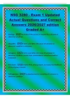 NSG 3280 - Exam 1 Updated&NewLine;Actual Questions and Correct&NewLine;Answers 2026&sol;2027 edition&NewLine;Graded A&plus;&NewLine;Etiology -The study of the causes or reasons for a disease or&NewLine;abnormal condition&NewLine;Idiopathic -A term used when the cause of a disease or&NewLine;abnormal condition is