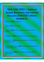 NSG-3280 TEST 1 Updated&NewLine;Actual Questions and Correct&NewLine;Answers 2026&sol;2027 edition&NewLine;Graded A&plus;&NewLine;idiopathic -unknown cause&NewLine;Eitology -cause of disease&NewLine;iatrogenic -result of an unintended or unwanted medical&NewLine;treatment&NewLine;Pathogenesis -develop