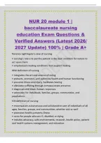 NUR 20 module 1 &vert;&NewLine;baccalaureate nursing&NewLine;education Exam Questions &&NewLine;Verified Answers &lpar;Latest 2026&sol;&NewLine;2027 Update&rpar; 100&percnt; &vert; Grade A&plus;&NewLine;florence nightingale's view of nursing&NewLine;&bull; nursing's role is to put the patient in the best condition for natu