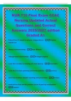 NUR 110 Final Exam CCAC&NewLine;Nursing Updated Actual&NewLine;Questions and Correct&NewLine;Answers 2026&sol;2027 edition&NewLine;Graded A&plus;&NewLine;Patient has 14 needs to achieve independence -Virginia&NewLine;Henderson&NewLine;Theory stressed caring -Jean Watso