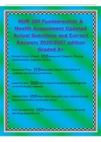 NUR 200 Fundamentals &&NewLine;Health Assessment Updated&NewLine;Actual Questions and Correct&NewLine;Answers 2026&sol;2027 edition&NewLine;Graded A&plus;&NewLine;Nursing Process &lpar;5 Steps&rpar; -Assessment&comma; Diagnosis&comma; Planning&comma;&NewLine;Implementation&comma; Evaluation &lpar;ADPIE&rpar;&period;&NewLine;Assessment Phase -Systematic collectio