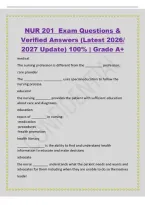 NUR 201 Exam Questions &&NewLine;Verified Answers &lpar;Latest 2026&sol;&NewLine;2027 Update&rpar; 100&percnt; &vert; Grade A&plus;&NewLine;medical&NewLine;The nursing profession is different from the &lowbar;&lowbar;&lowbar;&lowbar;&lowbar;&lowbar;&lowbar;&lowbar;&lowbar; profession&period;&NewLine;care provider&NewLine;The &lowbar;&lowbar;&lowbar;&lowbar;&lowbar;&lowbar;&lowbar;&lowbar;&lowbar;&lowbar; &lowbar;&lowbar;&lowbar;&lowbar;&lowbar;&lowbar;&lowbar;