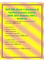 NUR 204- Exam 1 Questions &&NewLine;Verified Answers &lpar;Latest&NewLine;2026&sol; 2027 Update&rpar; 100&percnt; &vert;&NewLine;Grade A&plus;&NewLine;someone who brings people together and leads them toward a&NewLine;common goal -leadership&NewLine;-assigned position&NewLine;-has authority&sol; power&NewLine;-specific responsibilities&NewLine;-achiev