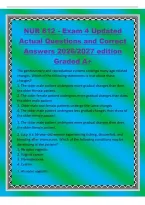 NUR 612 - Exam 4 Updated&NewLine;Actual Questions and Correct&NewLine;Answers 2026&sol;2027 edition&NewLine;Graded A&plus;&NewLine;The genitourinary and reproductive systems undergo many age-related&NewLine;changes&period; Which of the following statements is true about these&NewLine;changes&quest;&NewLine;1&period; The older male 
