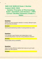 NUR210 Exam 1&period; Review &lpar;Latest 2025-2026&period; Update&rpar; Principles of Pharmacology Exam&period;