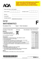 Actual AQA 2026 GCSE Mathematics 8300/1F Paper 1 Foundation Tier Non ...
