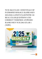 Nur 2063 Exam 1 Essentials Of &NewLine;Pathophysiology Rasmussen &NewLine;2025&sol;2026 Latest Exam With 150 &NewLine;Real Exam Questions And &NewLine;Correct Verified Answers&sol; &NewLine;Rasmussen Nur 2063 Exam 1 &NewLine;&lpar;New&excl;&rpar; 