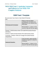 WGU D265 Task 1&colon; Analyzing Arguments and Fallacies in Case Study with Complete Solutions 