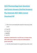 ACLS Pharmacology Exam Questions &NewLine;and Correct Answers &lpar;Verified Answers&rpar; &NewLine;Plus Rationale 2027 Q&A&vert; Instant &NewLine;Download Pdf 