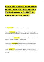 LOMA 281 Module 1 Exam Study &NewLine;Guide &ndash; Practice Questions with &NewLine;Verified Answers&period; GRADED A&plus;&period; &NewLine;Latest 2026&sol;2027 Update 