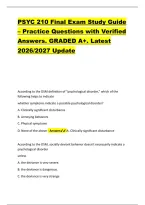PSYC 210 Final Exam Study Guide &ndash; Practice Questions with Verified &NewLine;Answers&period; GRADED A&plus;&period; Latest &NewLine;2026&sol;2027 Update 