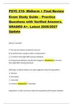 PSYC 210- Midterm &plus; Final Review &NewLine;Exam Study Guide &ndash; Practice &NewLine;Questions with Verified Answers&period; &NewLine;GRADED A&plus;&period; Latest 2026&sol;2027 &NewLine;Update 