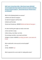 WSET Level 1 Actual Exam 2026 &vert;&vert; Most Recent Exam 2026&vert;2027 &NewLine;Actual Complete Real Exam Questions And Correct Answers &lpar;Verified &NewLine;Answers&rpar; Already Graded A&plus; &vert; Guaranteed Success&excl;&excl; Newest Exam &vert; &NewLine;Just Released&excl;&excl;
