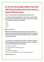 Nr 293 Ati Pharmacology Midterm Real Exam &NewLine;2024 Review Questions And Correct Answers &vert; &NewLine;Agrade &lpar;Verified Answers&rpar;