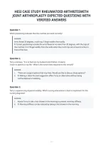 Hesi Case Study Rheumatoid Arthritiswith&NewLine;Joint Arthroplasty Expected Questions With&NewLine;Verified Answers