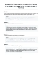 Hfma Certified Revenue Cycle Representative&NewLine;Updated Actual Exam Questions And Correct&NewLine;Answers
