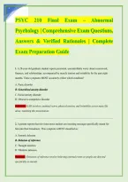 PSYC 210 Final Exam &ndash; Abnormal Psychology &vert; Comprehensive Exam Questions&comma; Answers & Verified Rationales &vert; Complete Exam Preparation Guide