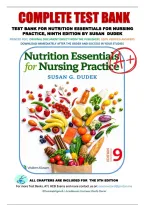 Complete Test Bank for Nutrition Essentials for Nursing Practice 9th Edition by Susan G&period; Dudek &vert; All Chapters Included &vert; Verified Questions & Answers with Rationales &vert; Latest Update 2026