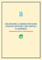 Nur 205 Exam 3 &vert; Nursing Study Guide &vert; Practice Questions &vert; 100&percnt; Verified &vert; A&plus; Guarantee