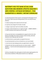 Maternity Hesi Test Bank Actual Exam &NewLine;Questions And Answers Updated 2026&sol;2027 &vert; &NewLine;100&percnt; Verified &vert; Detailed Rationales &ndash; Pass &NewLine;Guaranteed A&plus; Graded &vert; Instant Download