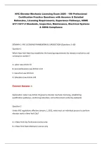 NYC Elevator Mechanic Licensing Exam 2026 &ndash; 190 Professional &NewLine;Certification Practice Questions with Answers & Detailed &NewLine;Rationales&comma; Licensing Requirements&comma; Experience Pathways&comma; ASME &NewLine;A17&period;1&sol;A17&period;2 Standards&comma; Inspection&comma; Maintenance&comma; Electrical Systems&NewLine;&