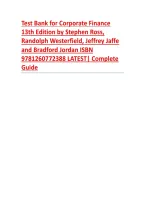 Test Bank for Corporate Finance 13th Edition by Ross&comma; Westerfield&comma; Jaffe & Jordan &vert; ISBN 9781260772388 &vert; Practice Questions&comma; Answers & Rationales &vert; Complete Study Guide 2026&ndash;2027&NewLine;&NewLine;