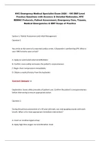 NYC Emergency Medical Specialist Exam 2026 &ndash; 195 EMT-Level &NewLine;Practice Questions with Answers & Detailed Rationales&comma; NYC &NewLine;REMAC Protocols&comma; Patient Assessment&comma; Emergency Care&comma; Trauma&comma; &NewLine;Medical Emergencies & EMT Scope of Practice
