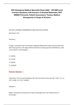 NYC Emergency Medical Specialist Exam 2026 &ndash; 195 EMT-Level &NewLine;Practice Questions with Answers & Detailed Rationales&comma; NYC &NewLine;REMAC Protocols&comma; Patient Assessment&comma; Trauma&comma; Medical &NewLine;Emergencies & Scope of Practice