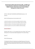NYC Emergency Medical Specialist Exam 2026 &ndash; 195 EMT-Level &NewLine;Practice Questions with Answers & Detailed Rationales&comma; NYC &NewLine;REMAC Protocols&comma; Patient Assessment&comma; Trauma&comma; Medical &NewLine;Emergencies & Scope of Practice