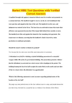 Barbri MBE Test Questions with Verified&NewLine;Correct Answers