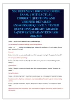Nsc Defensive Driving Course&NewLine;Exam&comma; &vert;&vert; With Actual&NewLine;Correct Questions And&NewLine;Verified Detailed&NewLine;Answers&vert;Frequently Tested&NewLine;Questions&vert;Already Graded&NewLine;A&plus;&vert;Newest&vert;Guaranteed Pass&NewLine;2026&sol;2027
