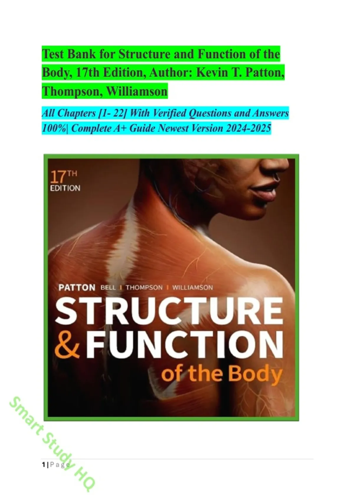Structure and Function of the Body 17th Edition Test Bank by Kevin T ...