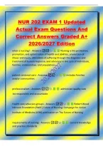 NUR 202 EXAM 1 Updated&NewLine;Actual Exam Questions And&NewLine;Correct Answers Graded A&plus;&NewLine;2026&sol;2027 Edition&NewLine;what is nursing&quest; - Answers  Nursing is the protection&comma;&NewLine;promotion&comma; and optimization of health and abilities&comma; prevention of&NewLine;illness and injury&comma; alleviation of