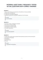 Internal Audit Exam 1 Frequently Tested&NewLine;Actual Questions With Correct Answers