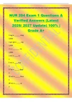 NUR 204 Exam 1 Questions &&NewLine;Verified Answers &lpar;Latest&NewLine;2026&sol; 2027 Update&rpar; 100&percnt; &vert;&NewLine;Grade A&plus;