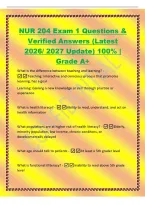 NUR 204 Exam 1 Questions &&NewLine;Verified Answers &lpar;Latest&NewLine;2026&sol; 2027 Update&rpar; 100&percnt; &vert;&NewLine;Grade A&plus;&NewLine;What is the difference between teaching and learning&quest; -&NewLine;Teaching&colon; Interactive and conscious process that promotes&NewLine;learning&comma; has a goal&NewLine;Learning&colon; Gaining a new kn