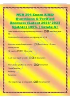 NUR 204 Exam A&sol;B&sol;D&NewLine;Questions & Verified&NewLine;Answers &lpar;Latest 2026&sol; 2027&NewLine;Update&rpar; 100&percnt; &vert; Grade A&plus;&NewLine;State board of nursing eligibility requirements -Graduation from&NewLine;HS&NewLine;Graduation from accredited nursing program- ACEN&NewLine;Licensure renewal requirements -occurs e