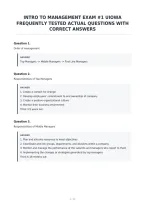 Intro To Management Exam &num;1 Uiowa&NewLine;Frequently Tested Actual Questions With&NewLine;Correct Answers&NewLine;