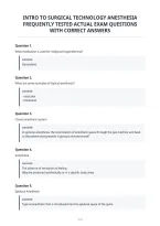 Intro To Surgical Technology Anesthesia&NewLine;Frequently Tested Actual Exam Questions&NewLine;With Correct Answers