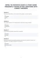Intro&period; To Statistics Exam &num;1 Study Guide&NewLine;Frequently Tested Actual Questions With&NewLine;Correct Answers