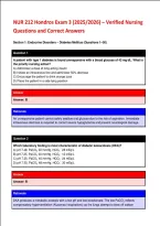 NUR 212 Hondros Exam 3 &lpar;2025&sol;2026&rpar; &ndash; Verified Nursing &NewLine;Questions and Correct Answers