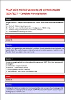 NCLEX Exam Preview Questions and Verified Answers &NewLine;&lpar;2026&sol;2027&rpar; &ndash; Complete Nursing Review
