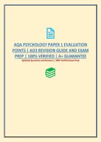 Aqa Psychology Paper 1 Evaluation Points &vert; Ao3 Revision Guide And Exam Prep &vert; 100&percnt; Verified &vert; A&plus; Guarantee